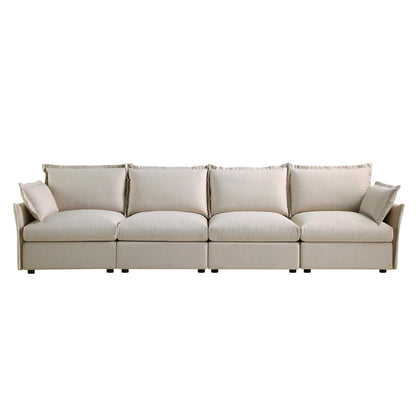 Canapé sectionnel Byron Pillow Edge en tissu beige, 4 places