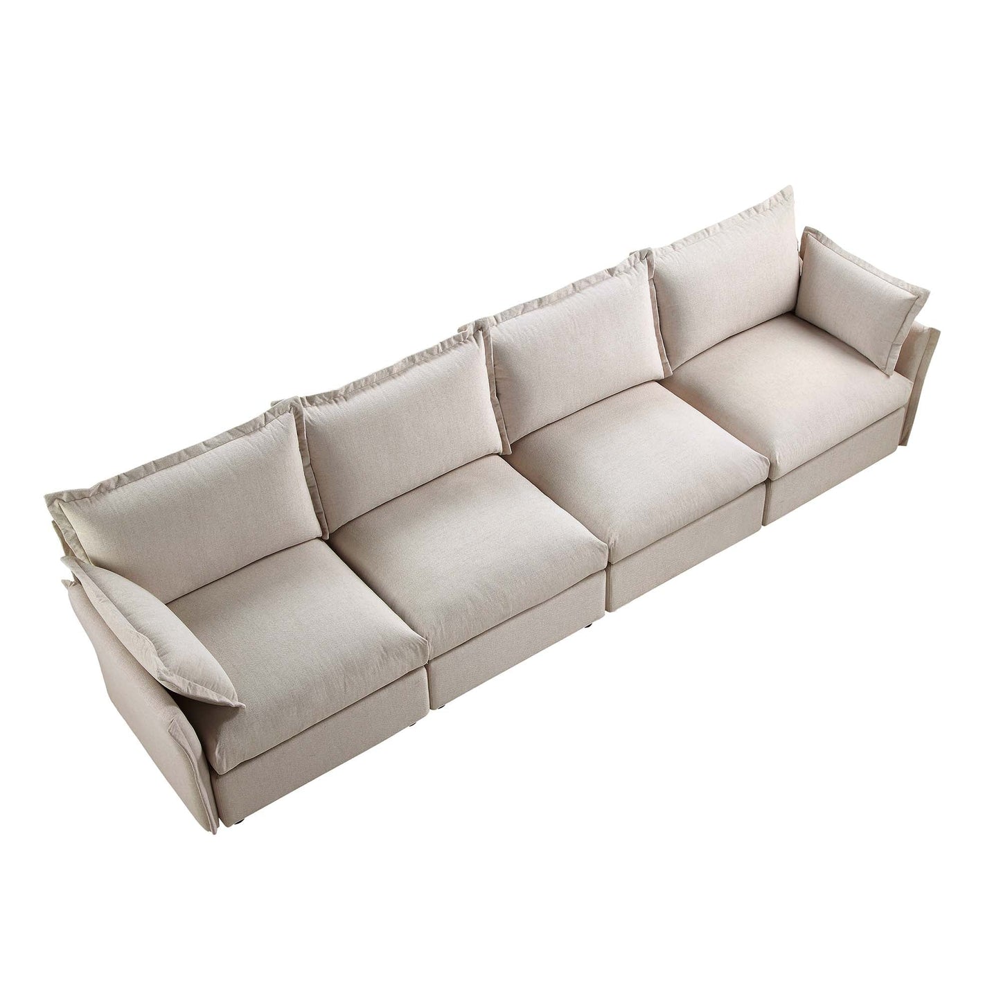 Canapé sectionnel Byron Pillow Edge en tissu beige, 4 places