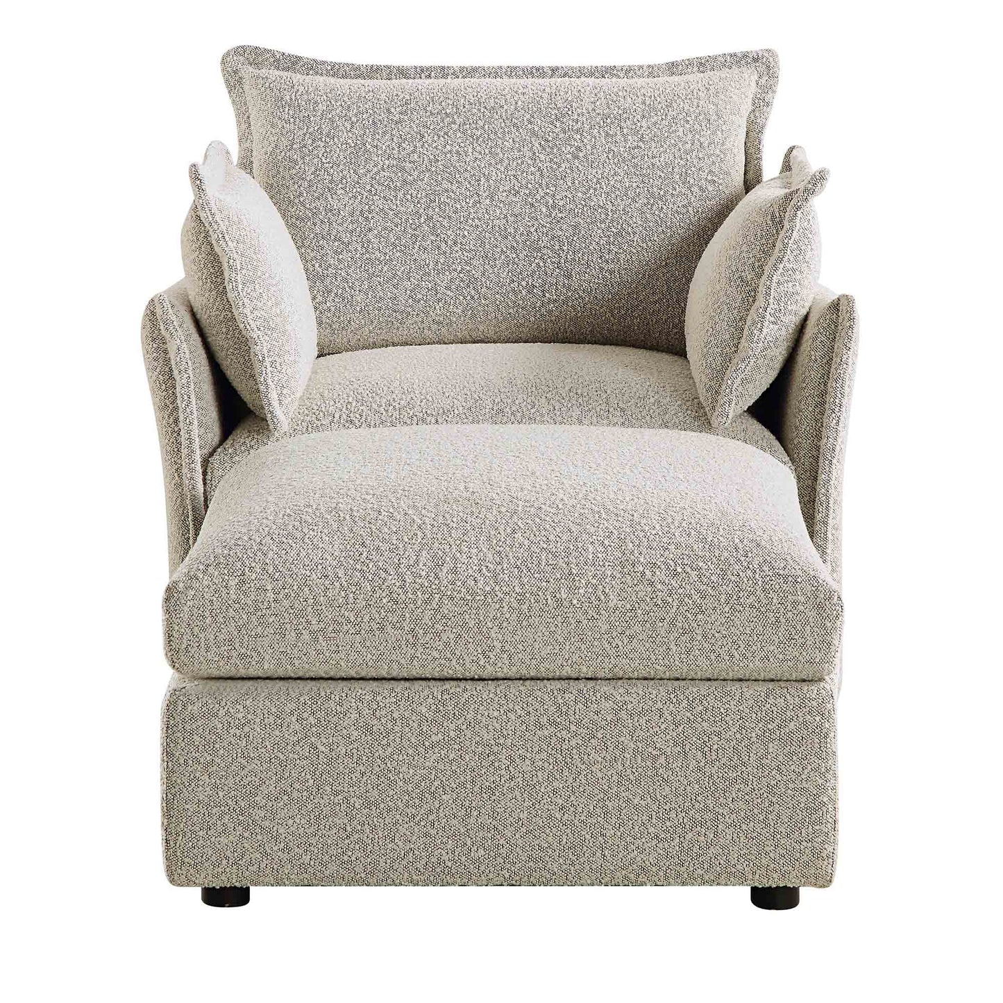 Canapé sectionnel Byron Pillow Edge Mist Grey Boucle, méridienne 1 place