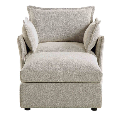 Canapé sectionnel Byron Pillow Edge Mist Grey Boucle, méridienne 1 place