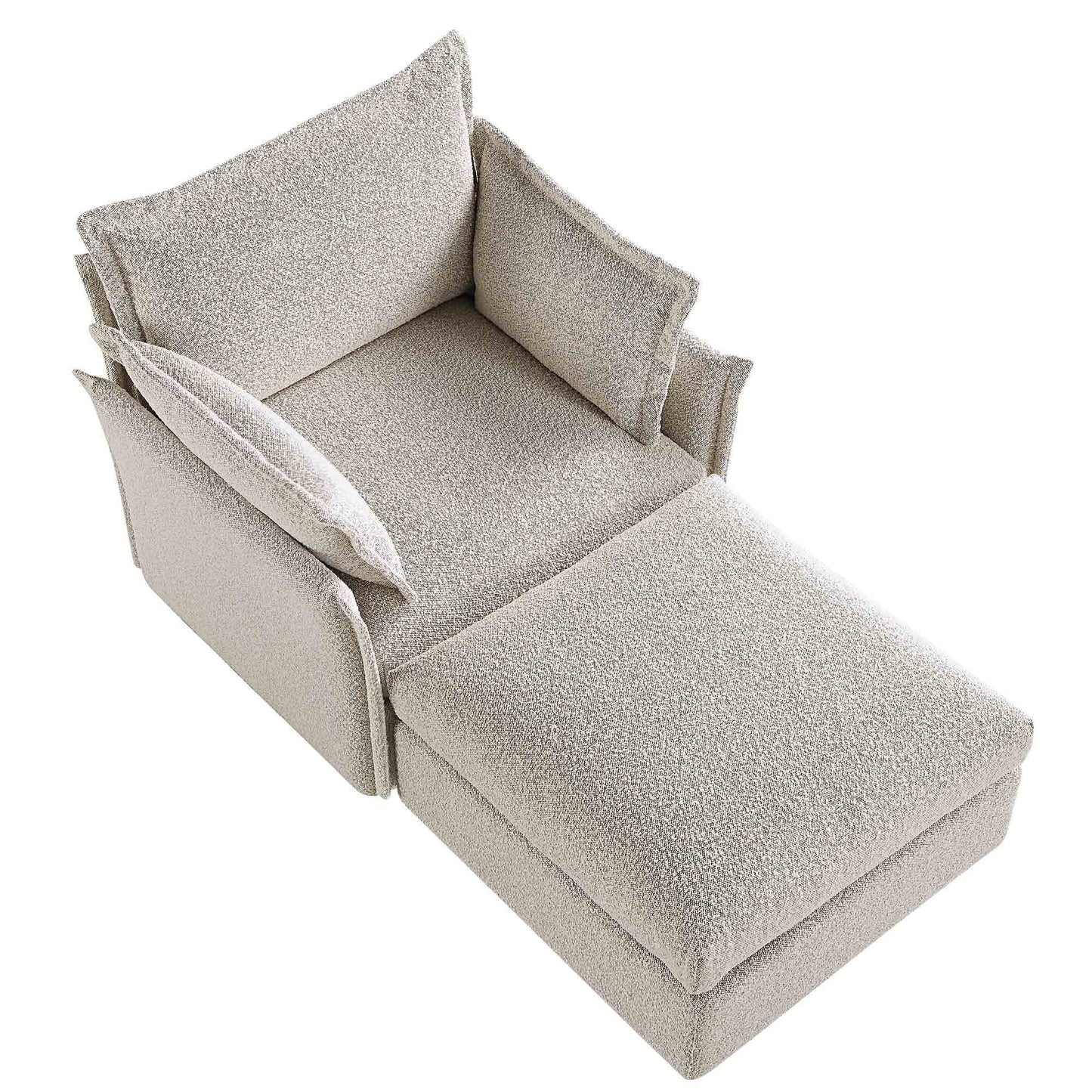 Canapé sectionnel Byron Pillow Edge Mist Grey Boucle, méridienne 1 place