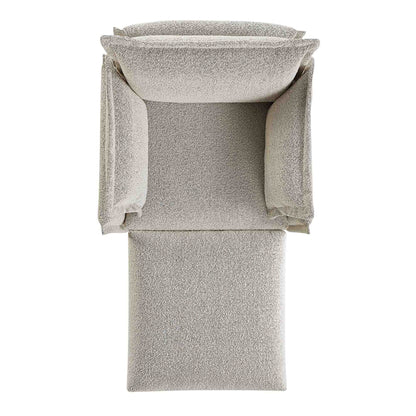 Canapé sectionnel Byron Pillow Edge Mist Grey Boucle, méridienne 1 place