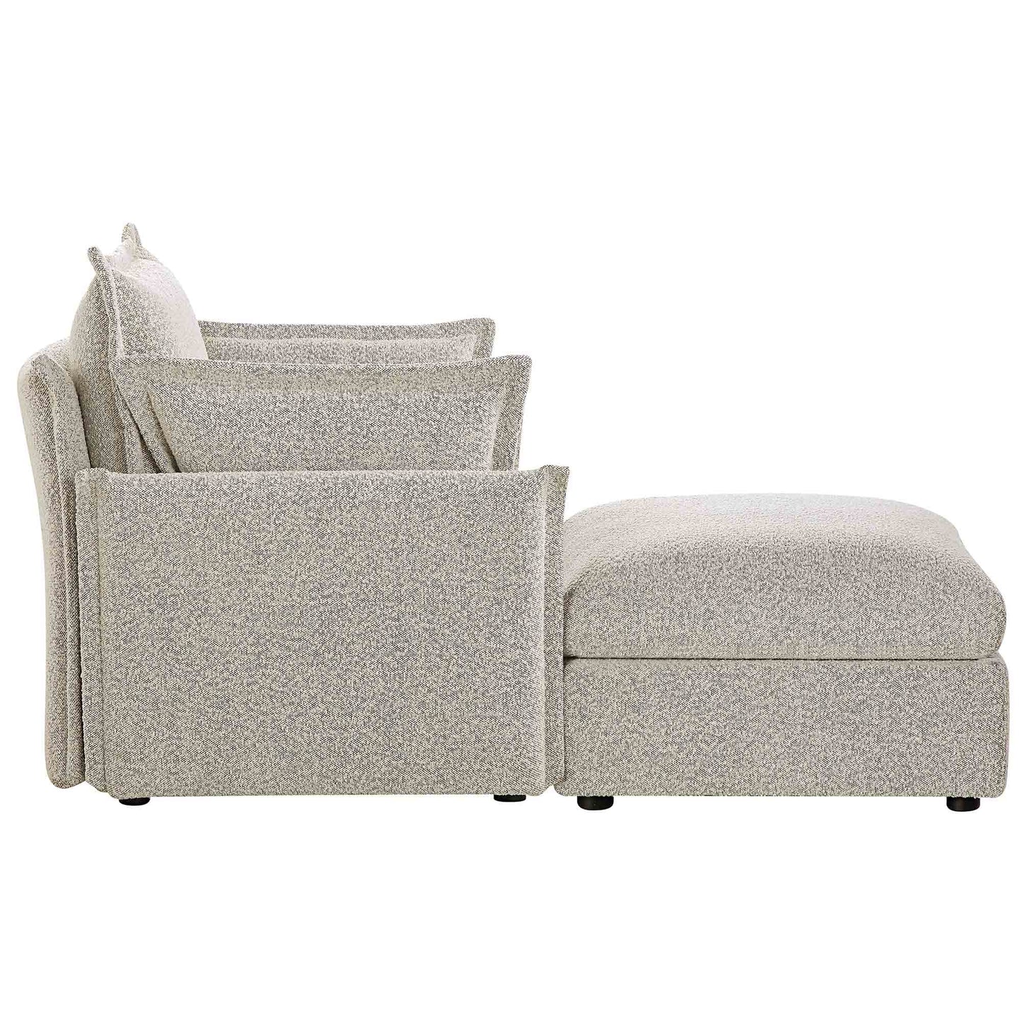Canapé sectionnel Byron Pillow Edge Mist Grey Boucle, méridienne 1 place