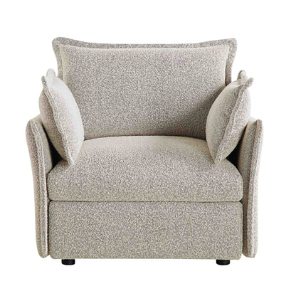 Canapé sectionnel Byron Pillow Edge Mist Grey Boucle, 1 place