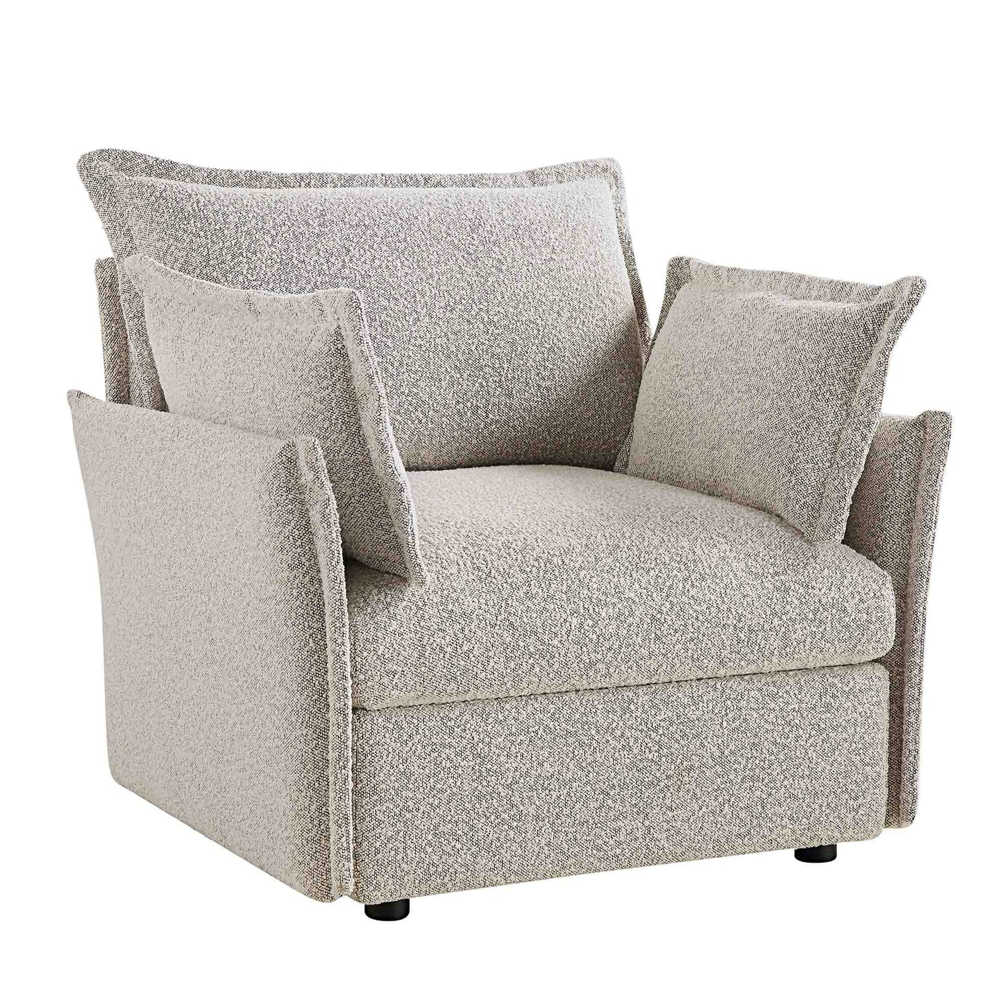 Canapé sectionnel Byron Pillow Edge Mist Grey Boucle, 1 place