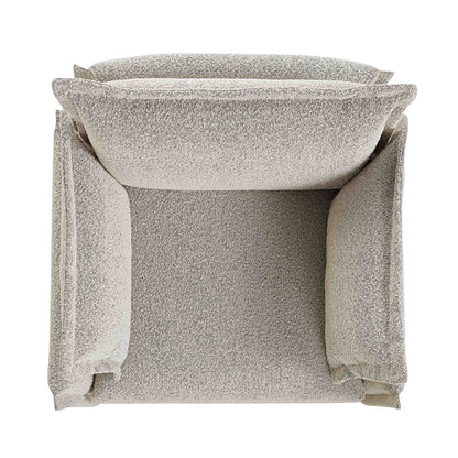 Canapé sectionnel Byron Pillow Edge Mist Grey Boucle, 1 place