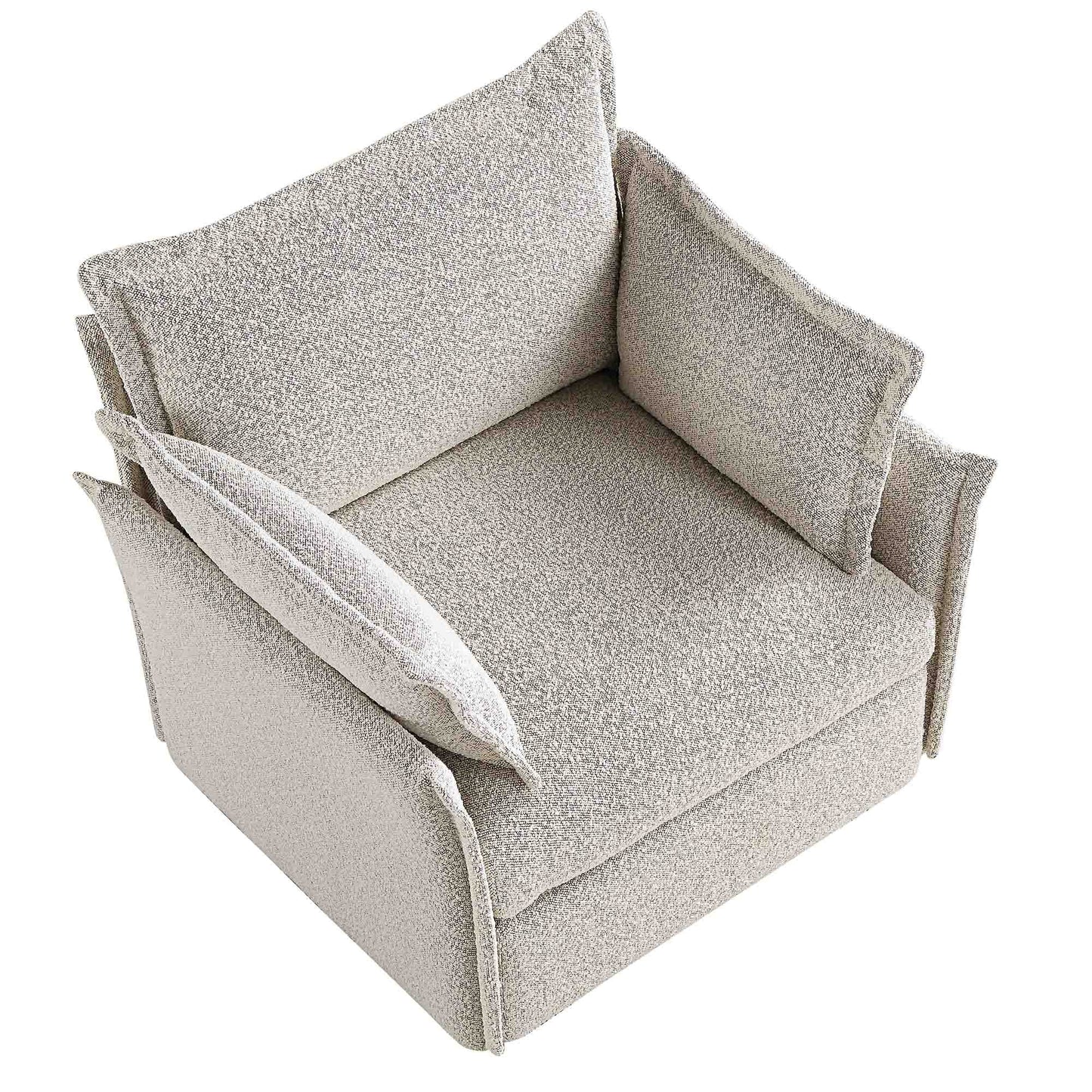 Canapé sectionnel Byron Pillow Edge Mist Grey Boucle, 1 place