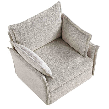 Canapé sectionnel Byron Pillow Edge Mist Grey Boucle, 1 place