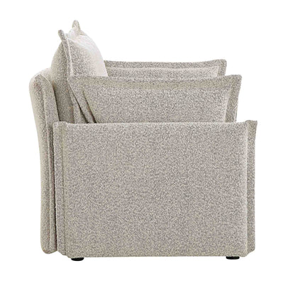 Canapé sectionnel Byron Pillow Edge Mist Grey Boucle, 1 place