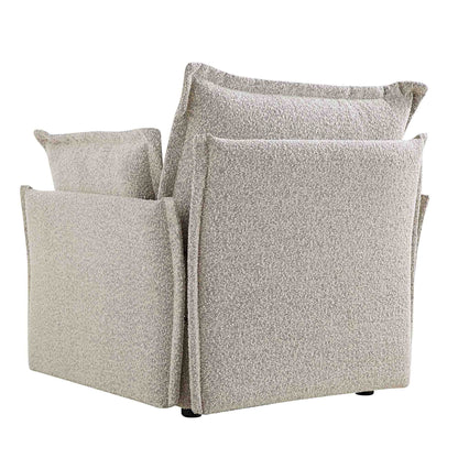 Canapé sectionnel Byron Pillow Edge Mist Grey Boucle, 1 place