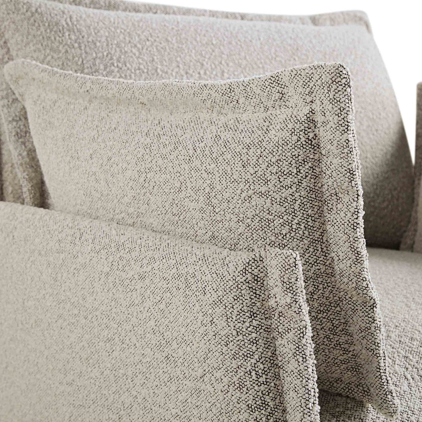 Canapé sectionnel Byron Pillow Edge Mist Grey Boucle, 1 place