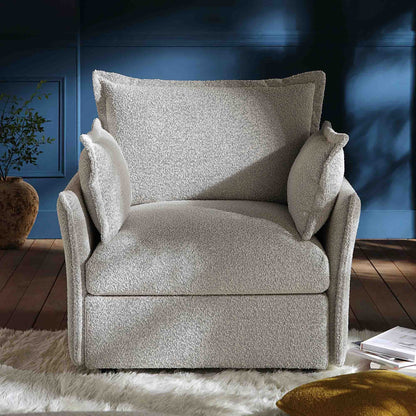 Canapé sectionnel Byron Pillow Edge Mist Grey Boucle, 1 place