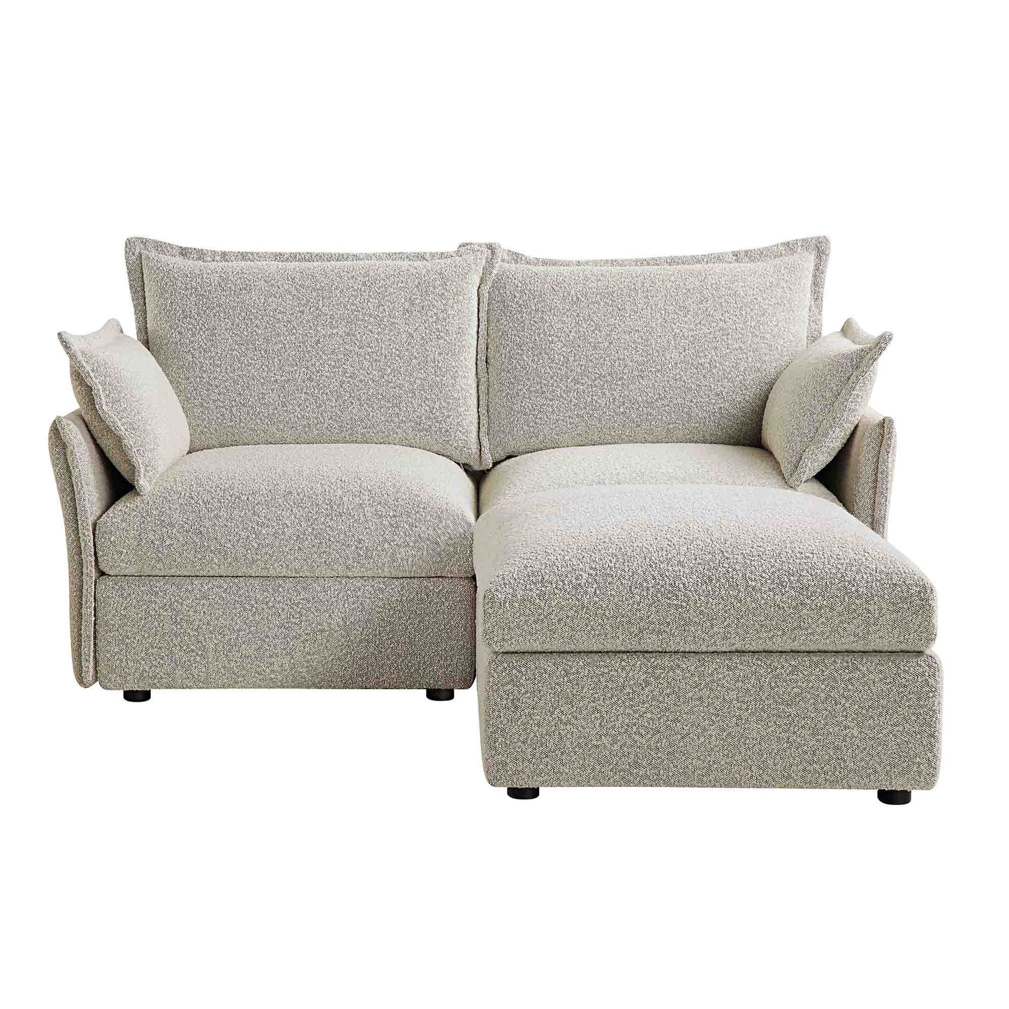 Canapé sectionnel Byron Pillow Edge Mist Grey Boucle, méridienne 2 places