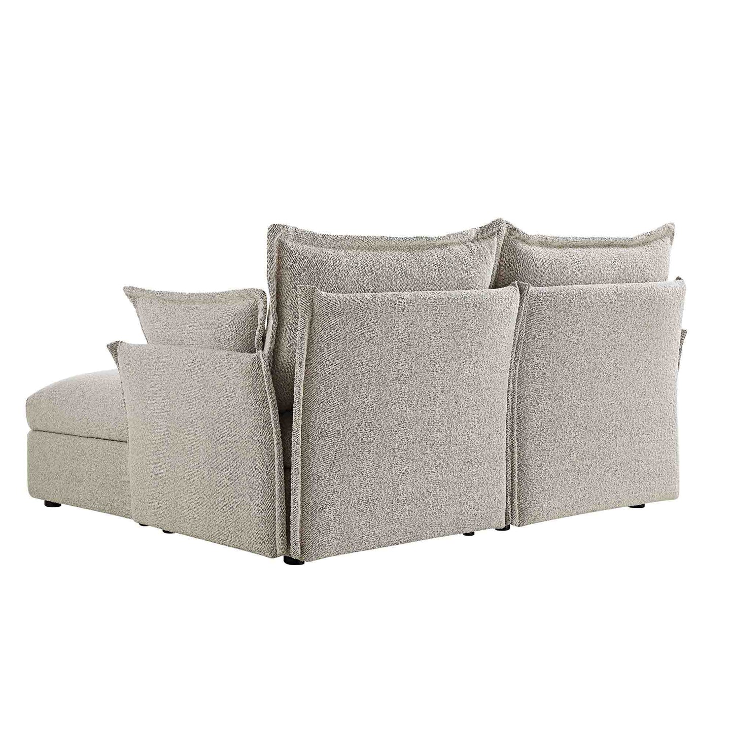 Canapé sectionnel Byron Pillow Edge Mist Grey Boucle, méridienne 2 places