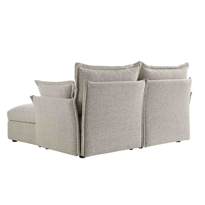 Canapé sectionnel Byron Pillow Edge Mist Grey Boucle, méridienne 2 places