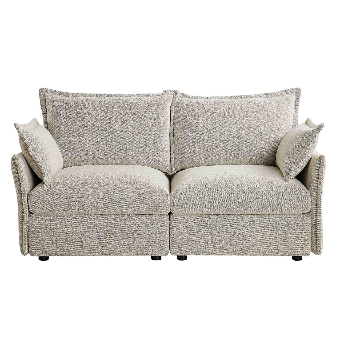 Canapé sectionnel Byron Pillow Edge Mist Grey Boucle, 2 places