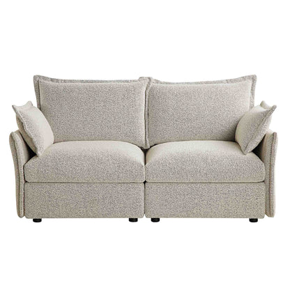 Canapé sectionnel Byron Pillow Edge Mist Grey Boucle, 2 places