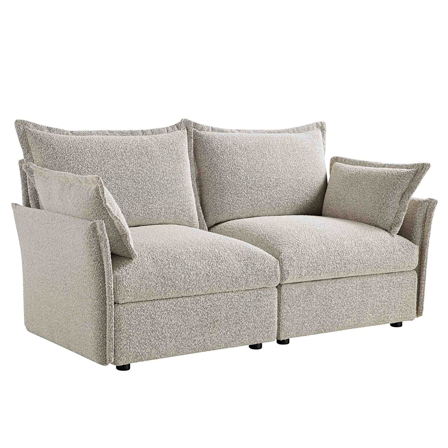 Canapé sectionnel Byron Pillow Edge Mist Grey Boucle, 2 places