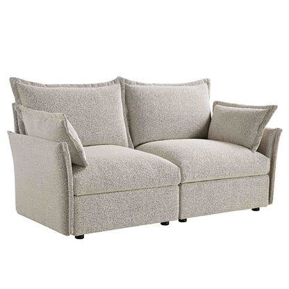 Canapé sectionnel Byron Pillow Edge Mist Grey Boucle, 2 places
