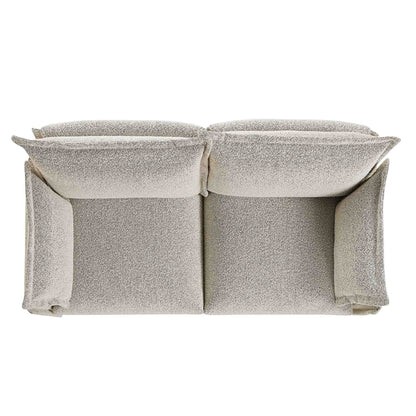 Canapé sectionnel Byron Pillow Edge Mist Grey Boucle, 2 places