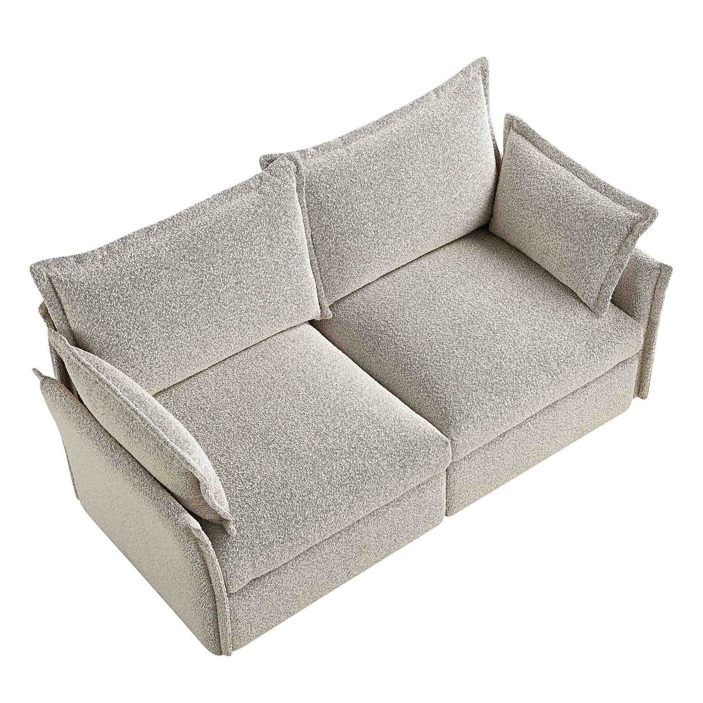 Canapé sectionnel Byron Pillow Edge Mist Grey Boucle, 2 places