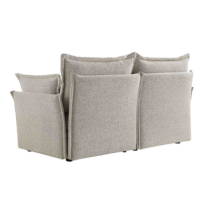 Canapé sectionnel Byron Pillow Edge Mist Grey Boucle, 2 places