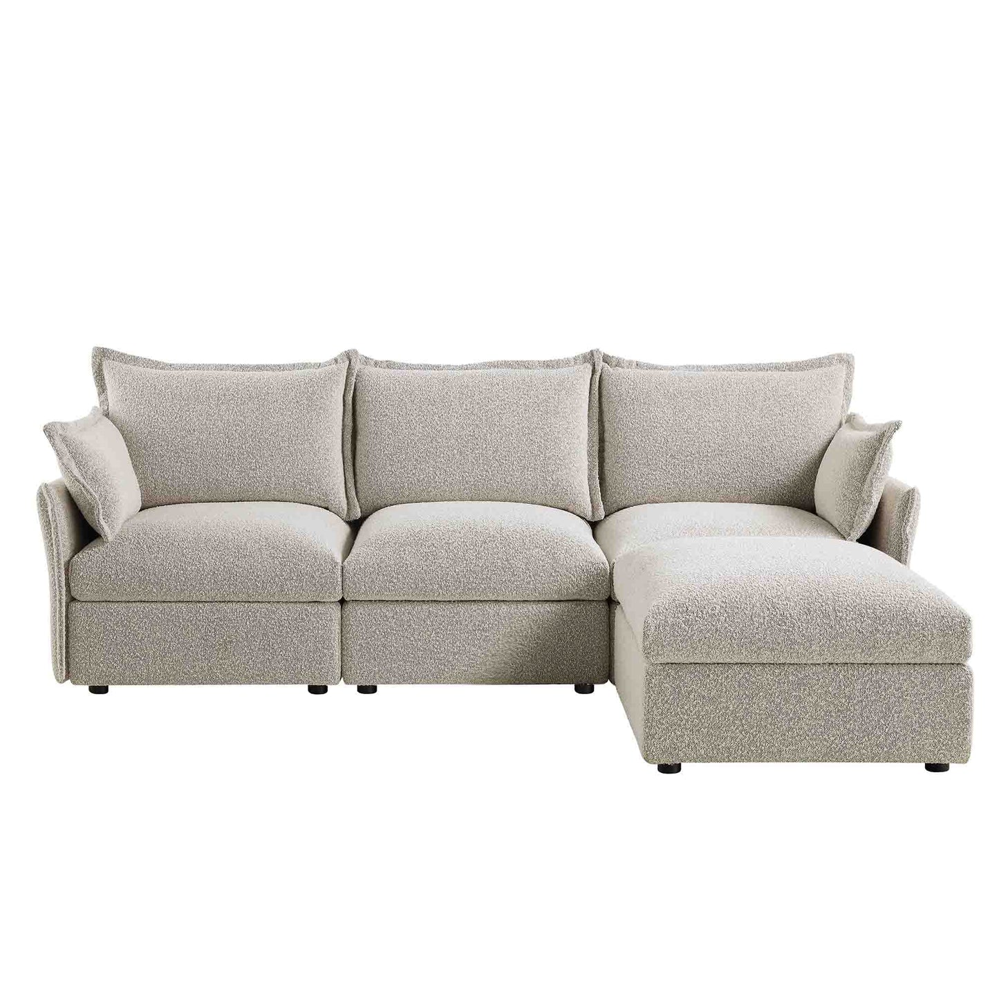 Canapé sectionnel Byron Pillow Edge Mist Grey Boucle, méridienne 3 places