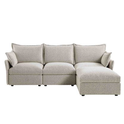 Canapé sectionnel Byron Pillow Edge Mist Grey Boucle, méridienne 3 places