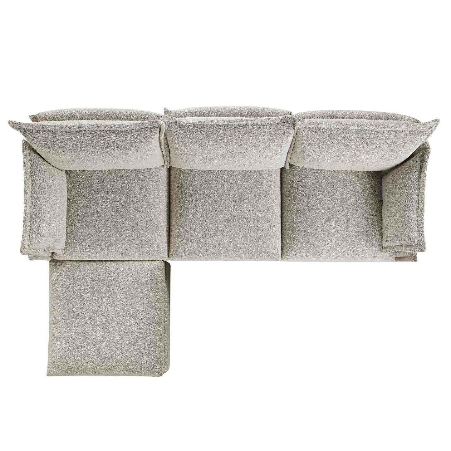 Canapé sectionnel Byron Pillow Edge Mist Grey Boucle, méridienne 3 places