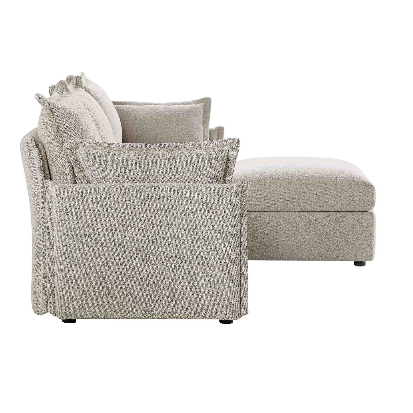 Canapé sectionnel Byron Pillow Edge Mist Grey Boucle, méridienne 3 places