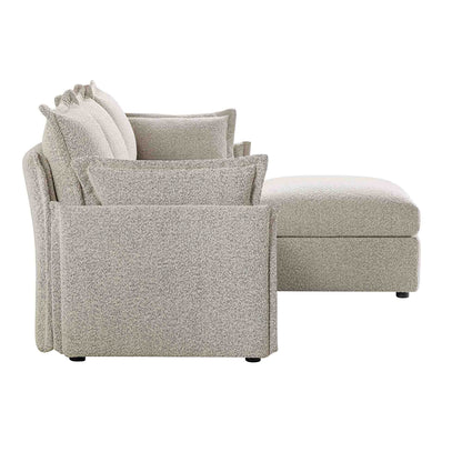 Canapé sectionnel Byron Pillow Edge Mist Grey Boucle, méridienne 3 places