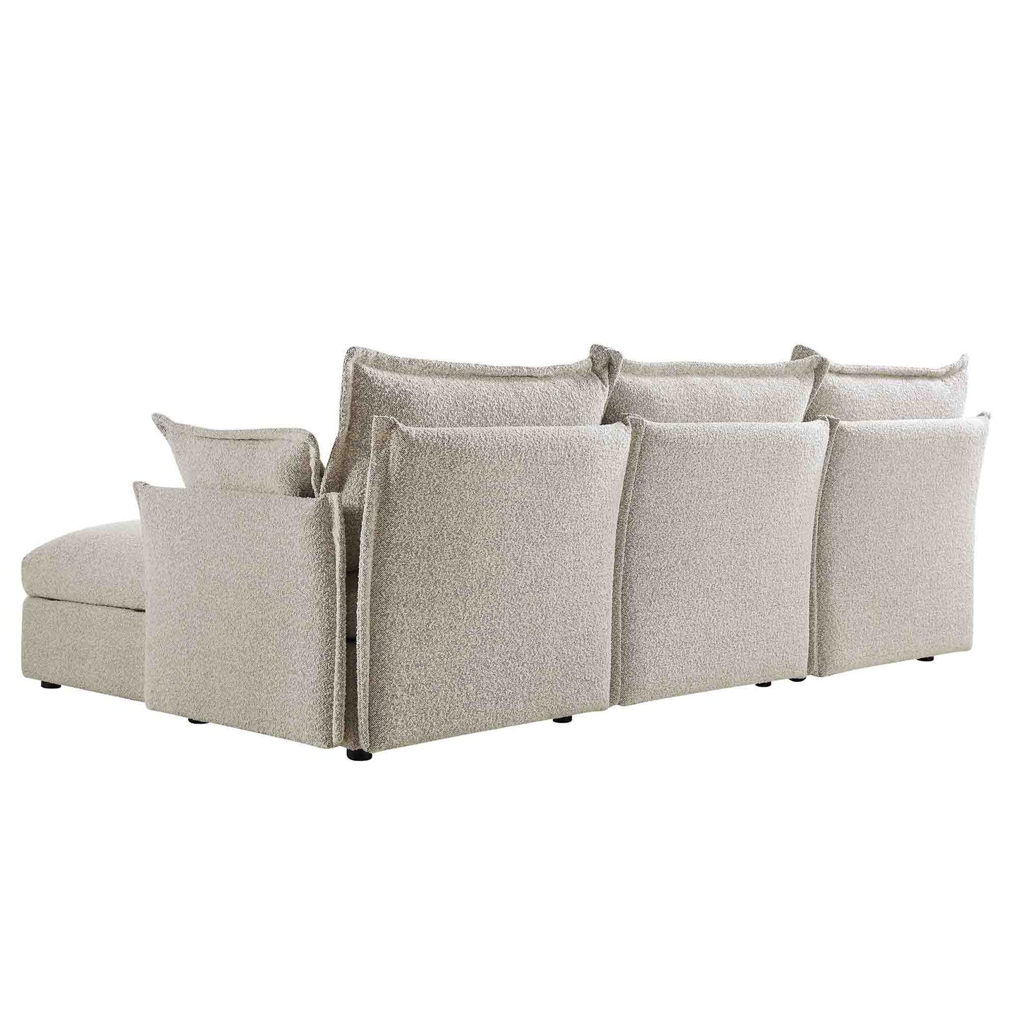 Canapé sectionnel Byron Pillow Edge Mist Grey Boucle, méridienne 3 places