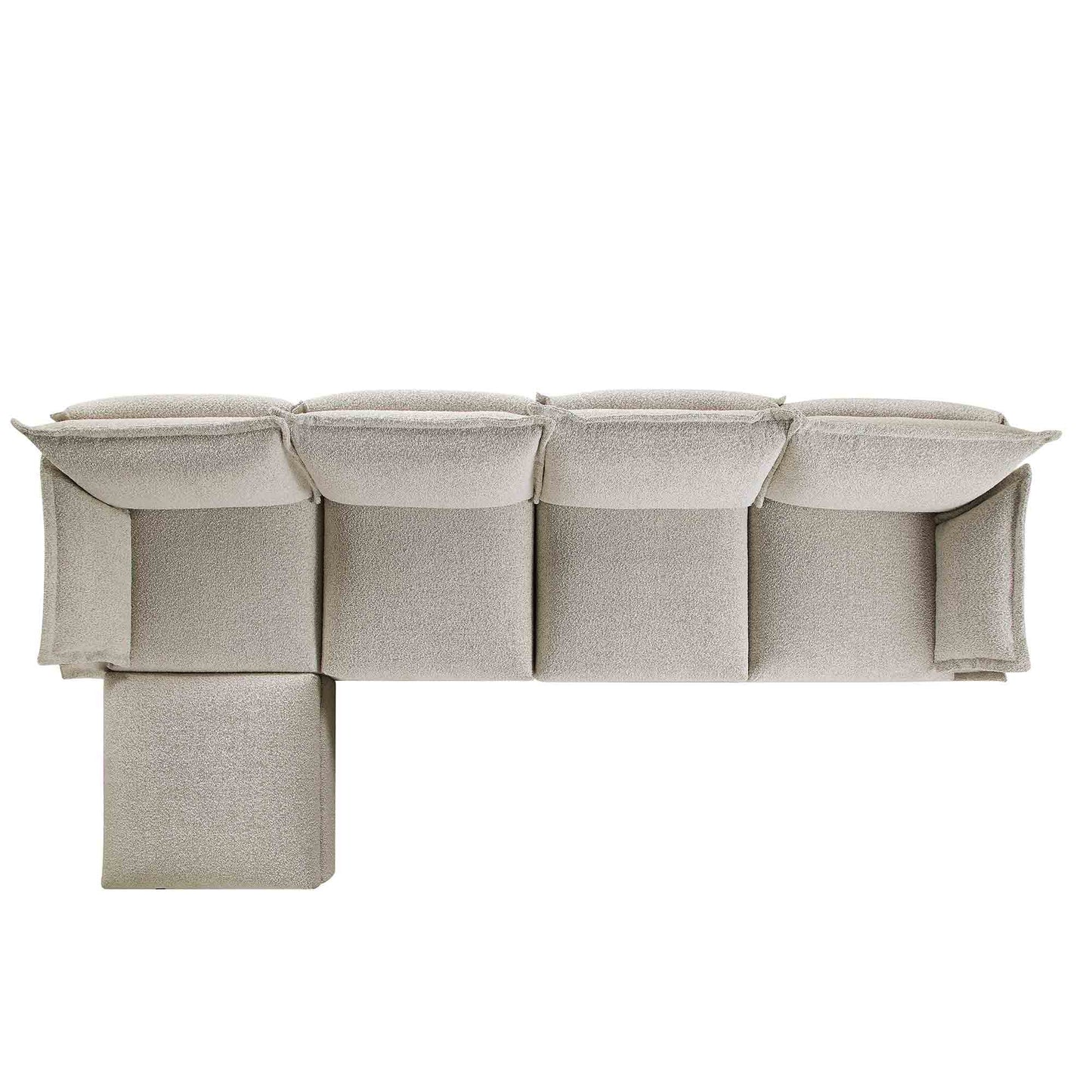 Canapé sectionnel Byron Pillow Edge Mist Grey Boucle, méridienne 4 places