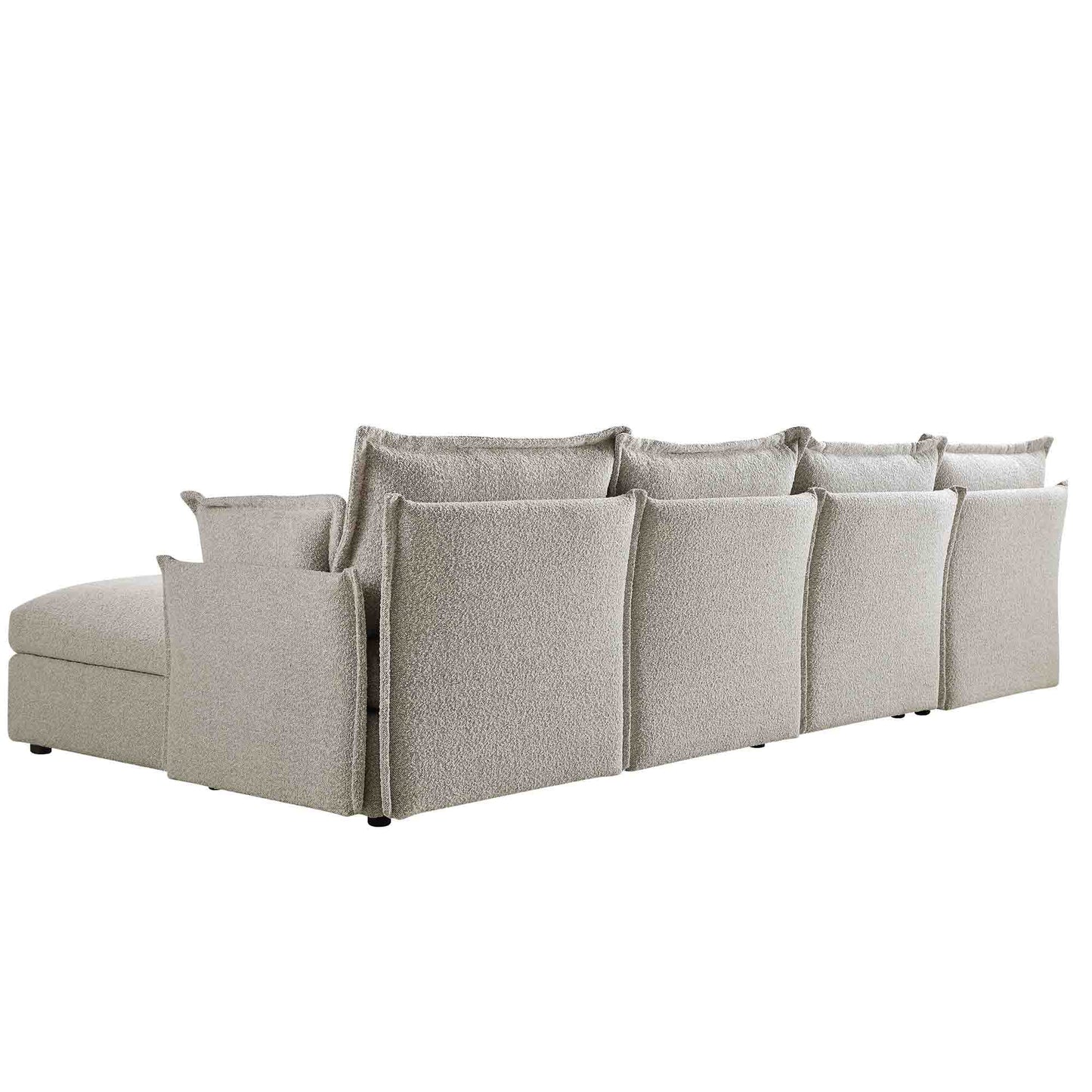 Canapé sectionnel Byron Pillow Edge Mist Grey Boucle, méridienne 4 places