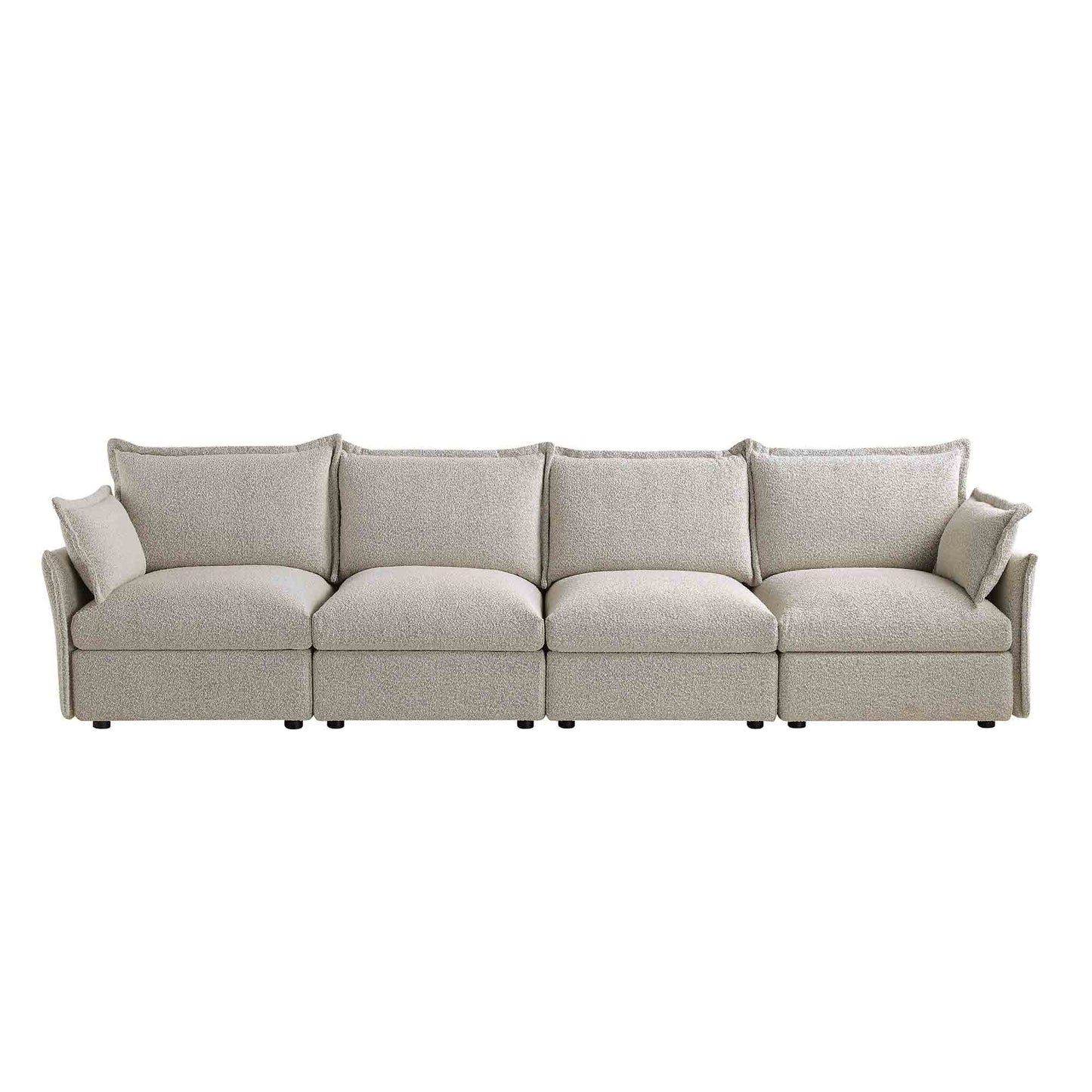 Canapé sectionnel Byron Pillow Edge Mist Grey Boucle, 4 places