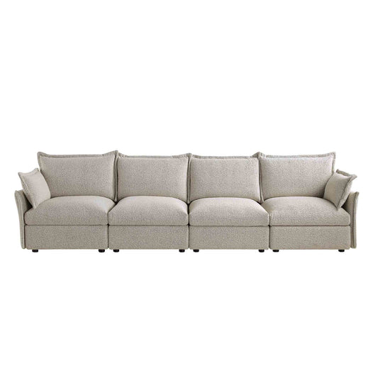 Canapé sectionnel Byron Pillow Edge Mist Grey Boucle, 4 places
