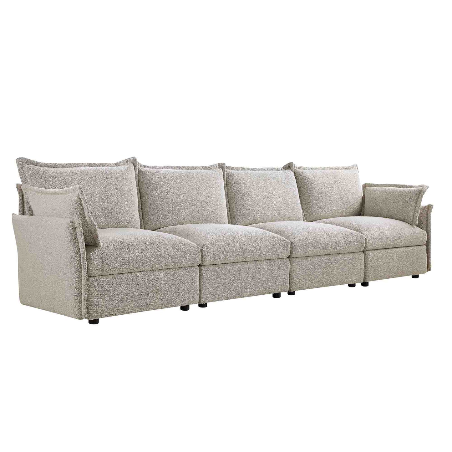 Canapé sectionnel Byron Pillow Edge Mist Grey Boucle, 4 places