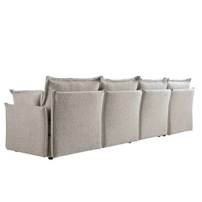 Canapé sectionnel Byron Pillow Edge Mist Grey Boucle, 4 places