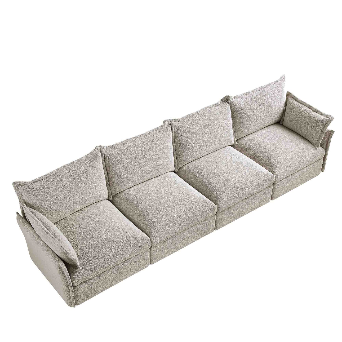Canapé sectionnel Byron Pillow Edge Mist Grey Boucle, 4 places