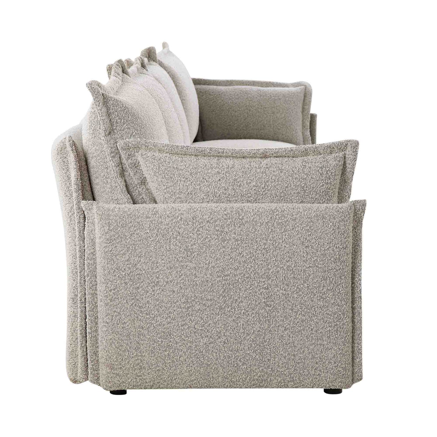 Canapé sectionnel Byron Pillow Edge Mist Grey Boucle, 4 places