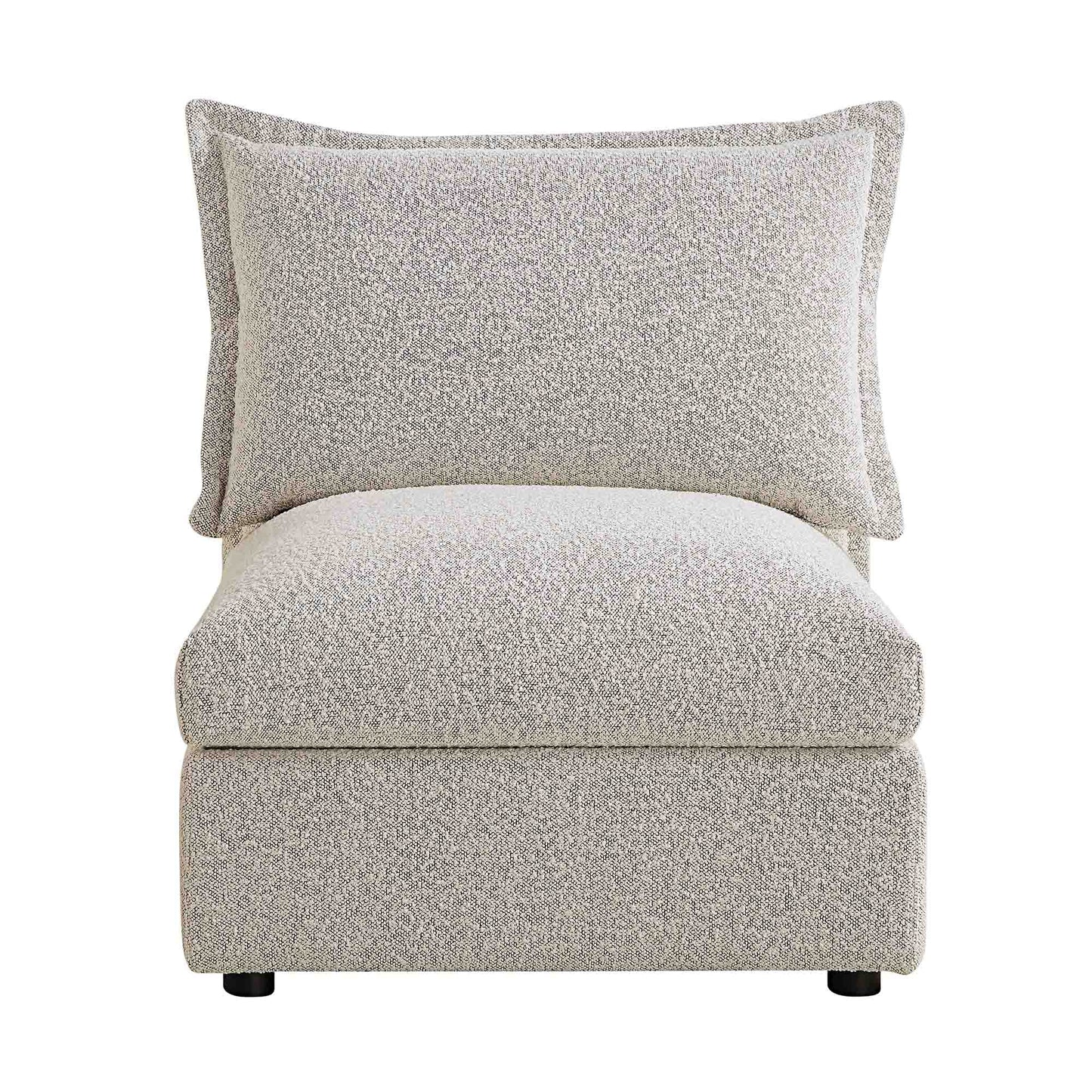 Canapé sectionnel Byron Pillow Edge Mist Grey Boucle, 1 place sans accoudoirs
