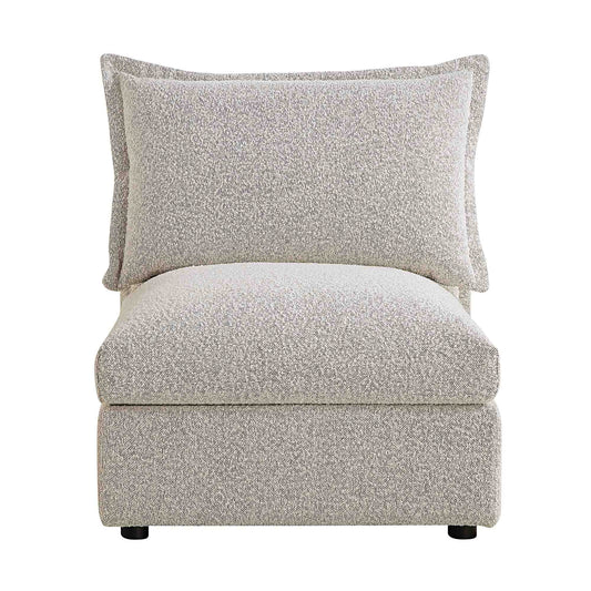 Canapé sectionnel Byron Pillow Edge Mist Grey Boucle, 1 place sans accoudoirs