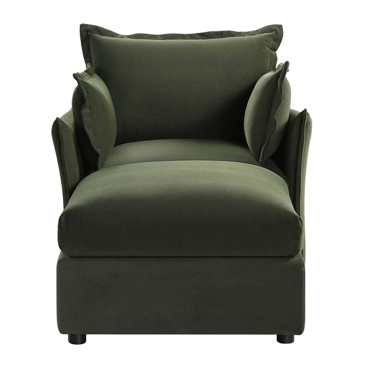 Canapé sectionnel Byron Pillow Edge en velours vert mousse, méridienne 1 place