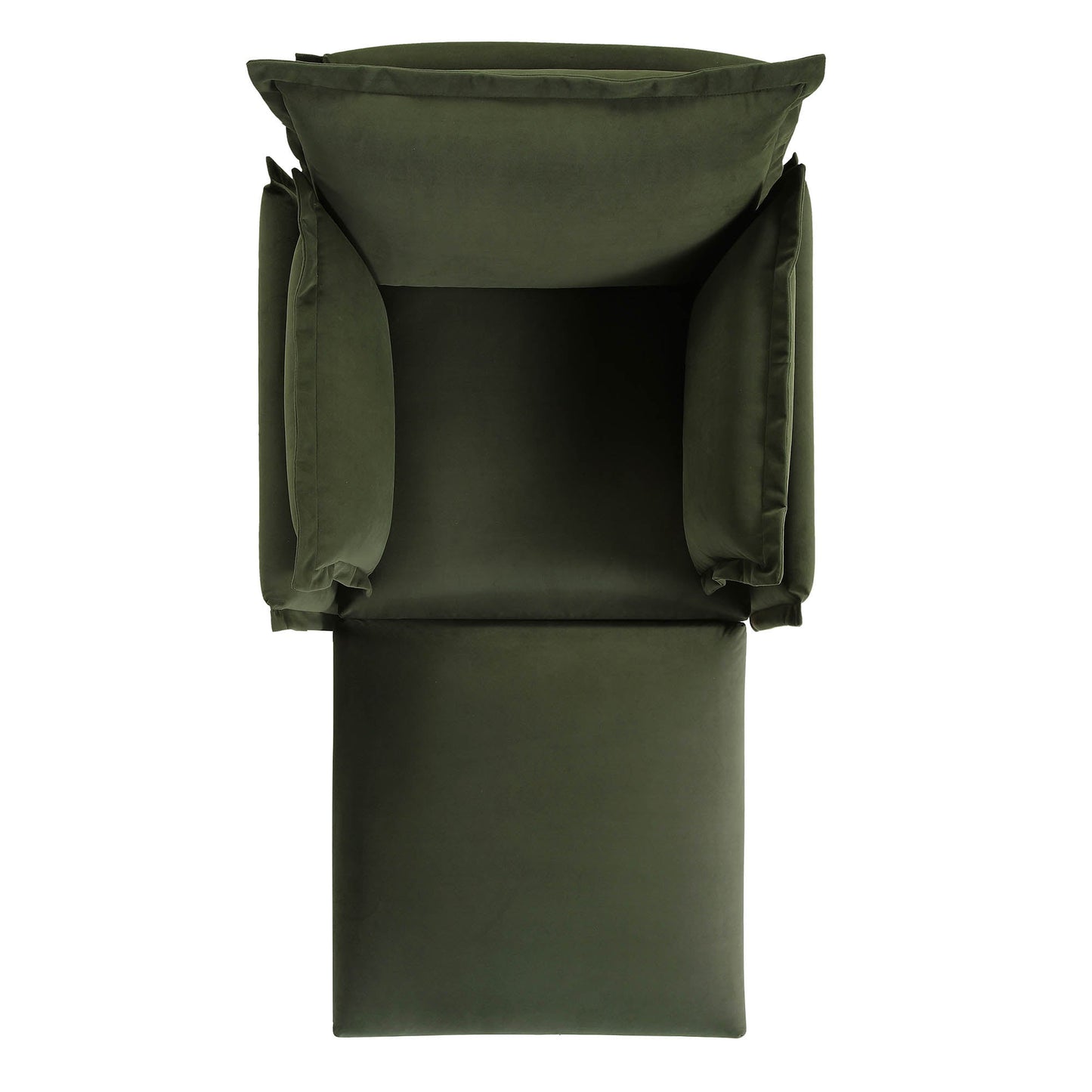 Canapé sectionnel Byron Pillow Edge en velours vert mousse, méridienne 1 place