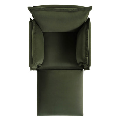 Canapé sectionnel Byron Pillow Edge en velours vert mousse, méridienne 1 place