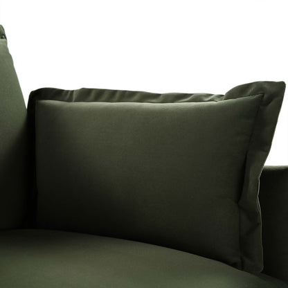 Canapé sectionnel Byron Pillow Edge en velours vert mousse, méridienne 1 place