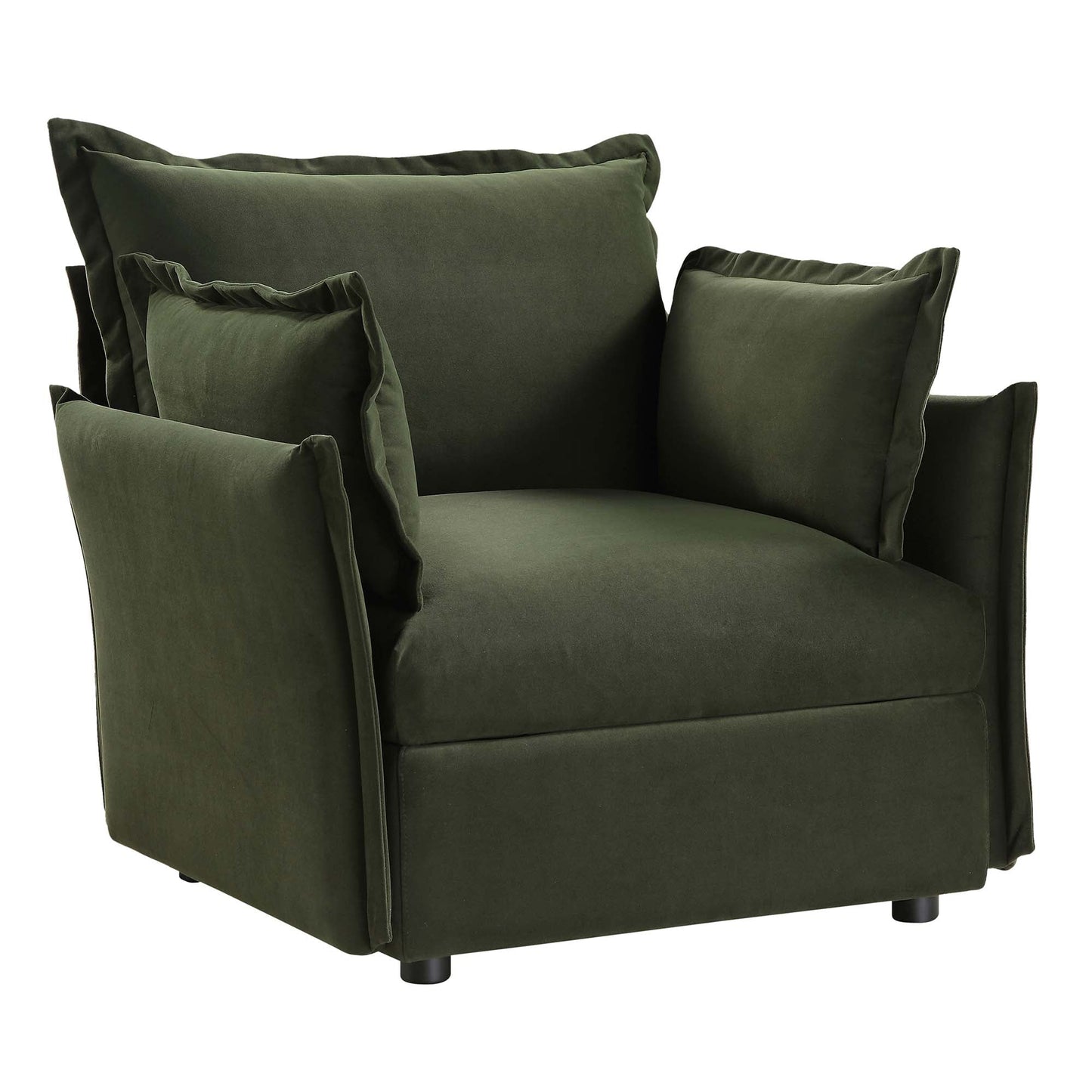 Canapé sectionnel Byron Pillow Edge en velours vert mousse, 1 place