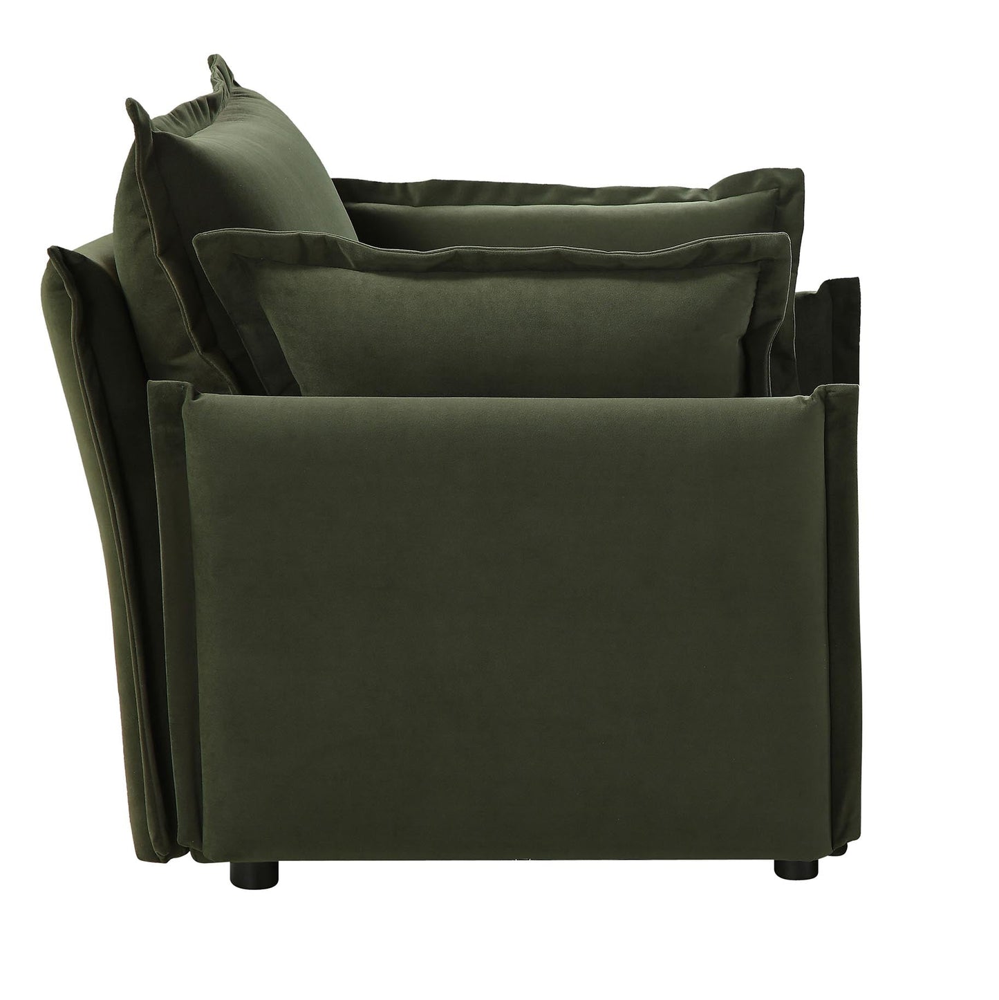 Canapé sectionnel Byron Pillow Edge en velours vert mousse, 1 place