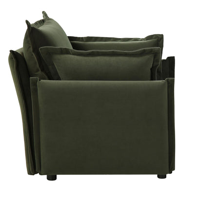 Canapé sectionnel Byron Pillow Edge en velours vert mousse, 1 place