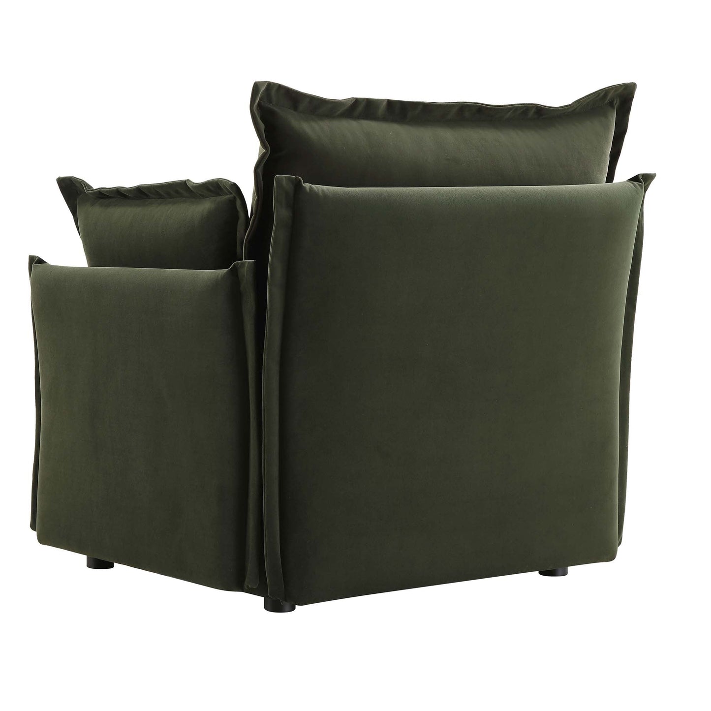 Canapé sectionnel Byron Pillow Edge en velours vert mousse, 1 place